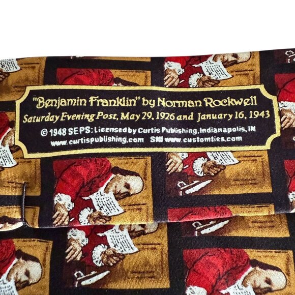 NWT Norman Rockwell Benjamin Franklin Silk Tie The Saturday Evening Post 56" - Picture 5 of 9